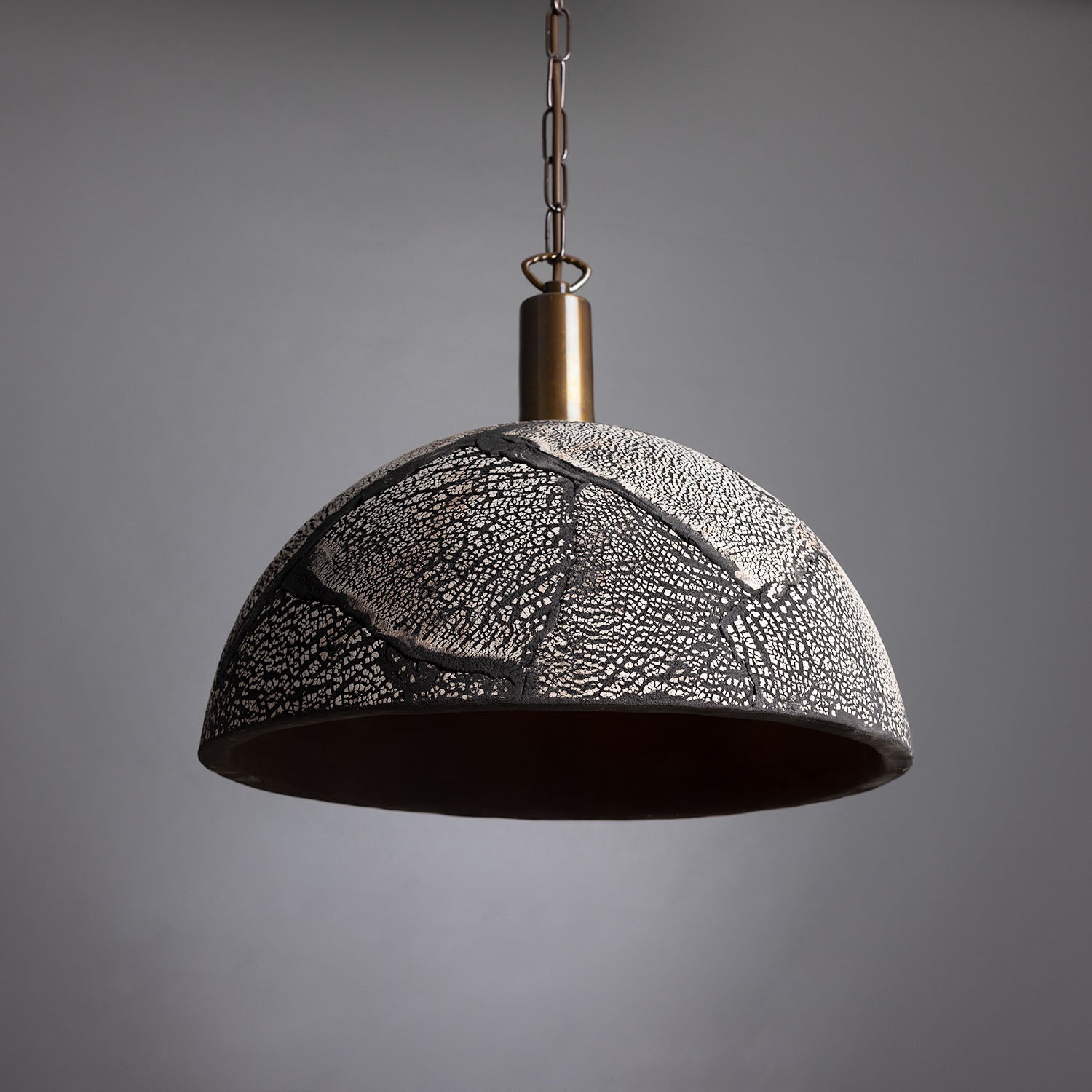 Kauri Organic Ceramic Dome Pendant Light 37cm, Black Clay - View 2