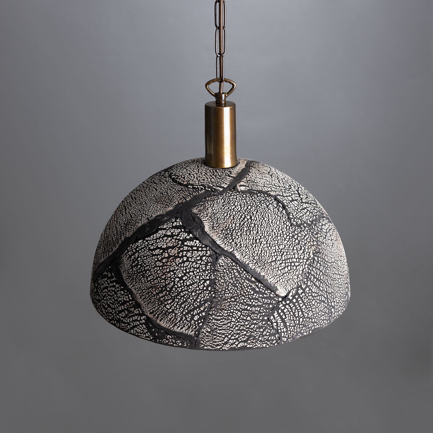 Kauri Organic Ceramic Dome Pendant Light 37cm, Black Clay - View 3