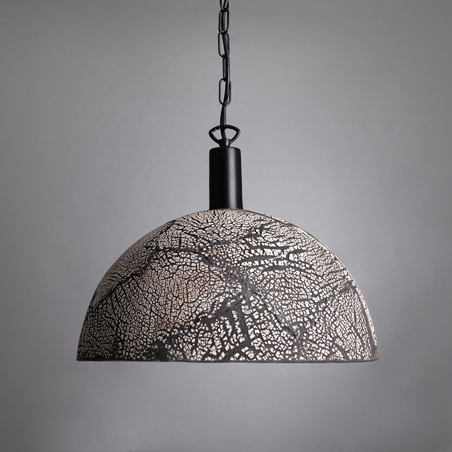Kauri Organic Ceramic Dome Pendant Light 37cm, Black Clay - View 10