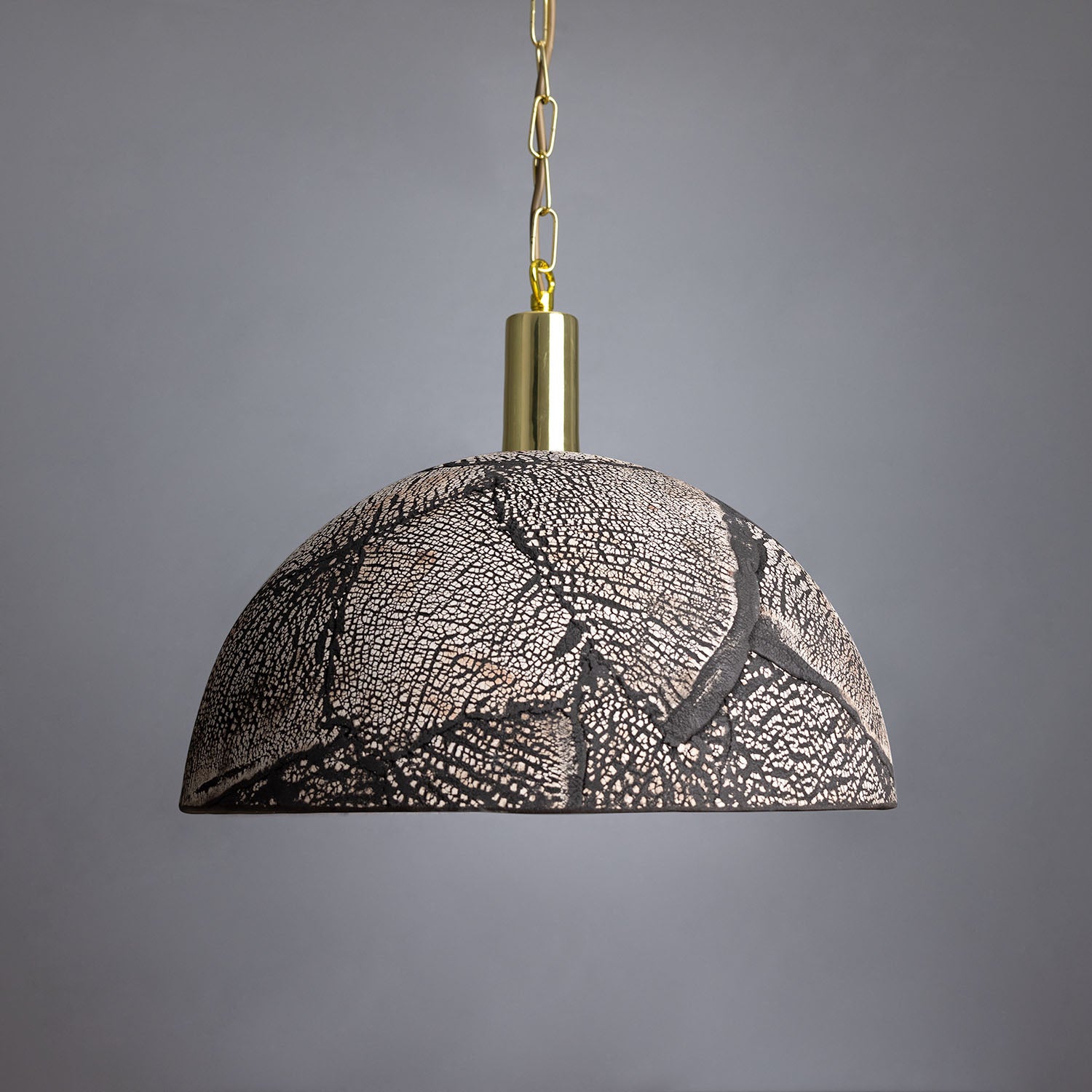 Kauri Organic Ceramic Dome Pendant Light 37cm, Black Clay - View 7