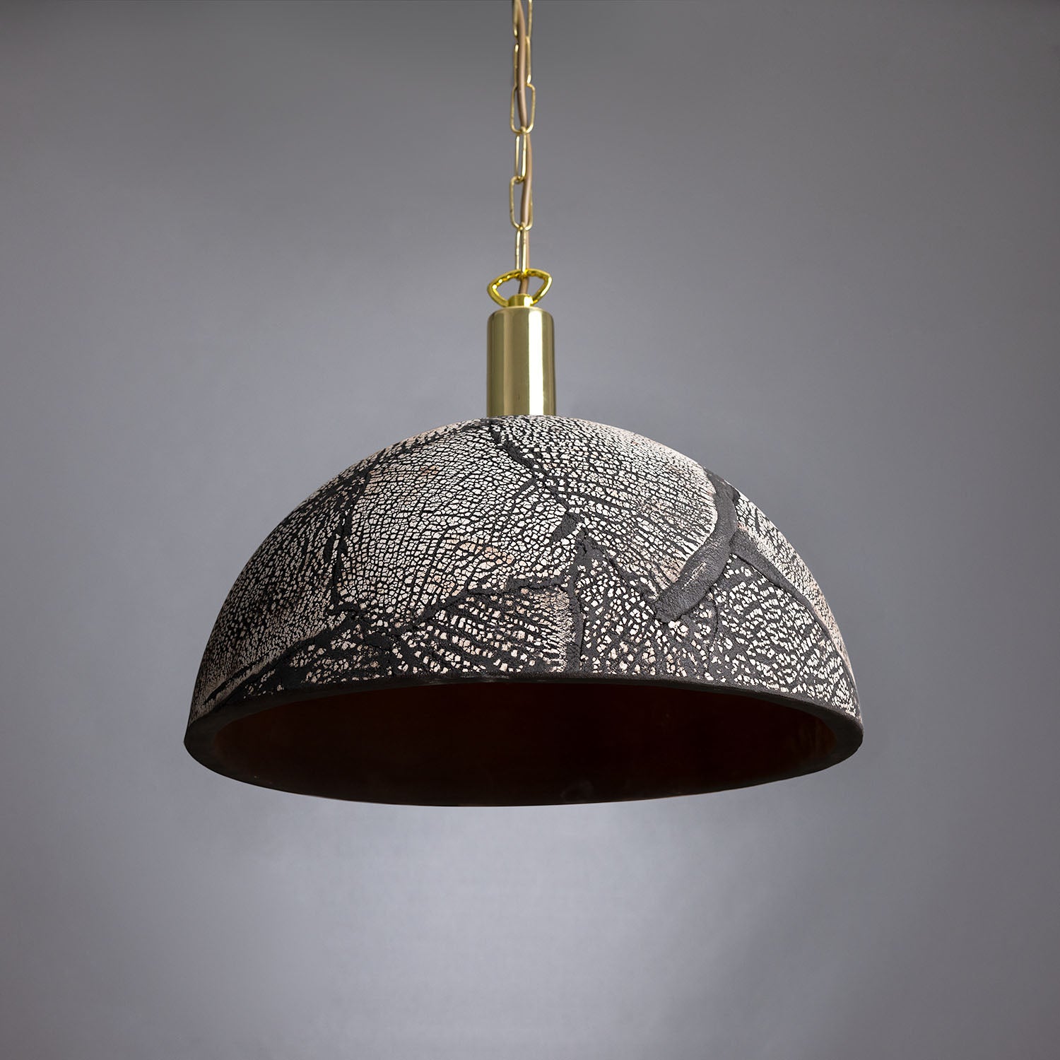 Kauri Organic Ceramic Dome Pendant Light 37cm, Black Clay - View 8