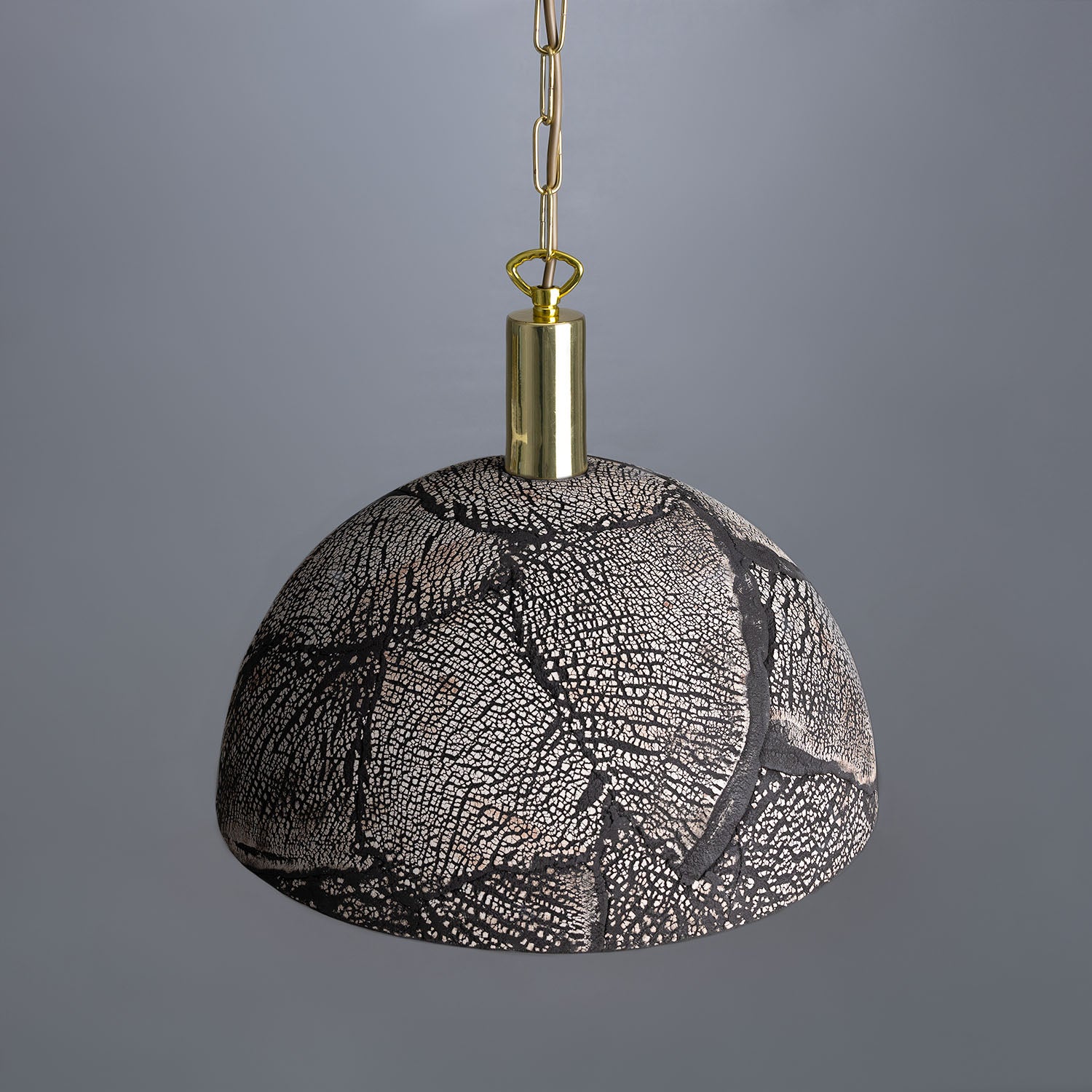 Kauri Organic Ceramic Dome Pendant Light 37cm, Black Clay - View 9