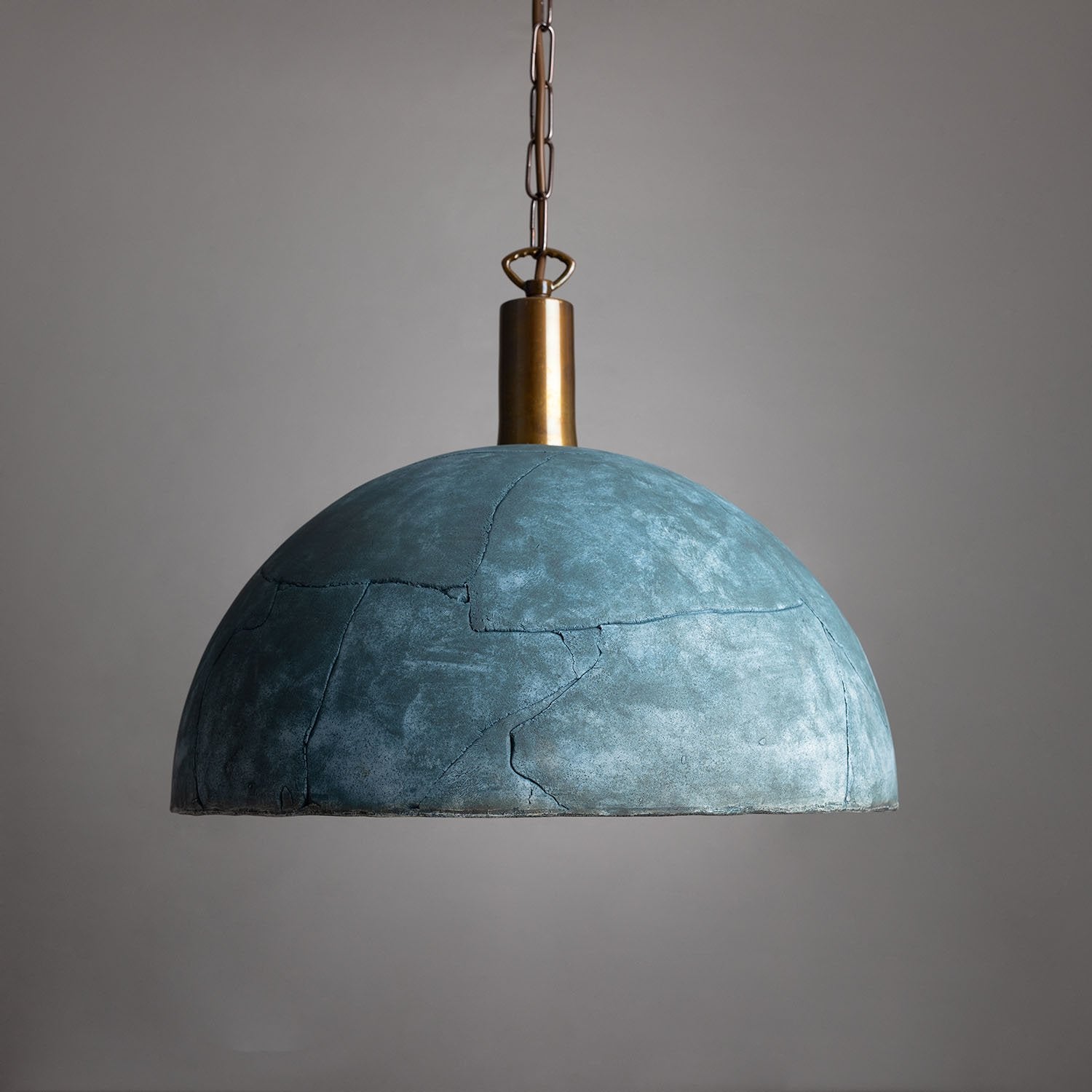 Kauri Organic Ceramic Dome Pendant Light 37cm, Blue Earth - View 1