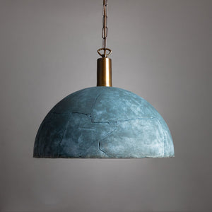 Kauri Organic Ceramic Dome Pendant Light 37cm, Blue Earth - View 1