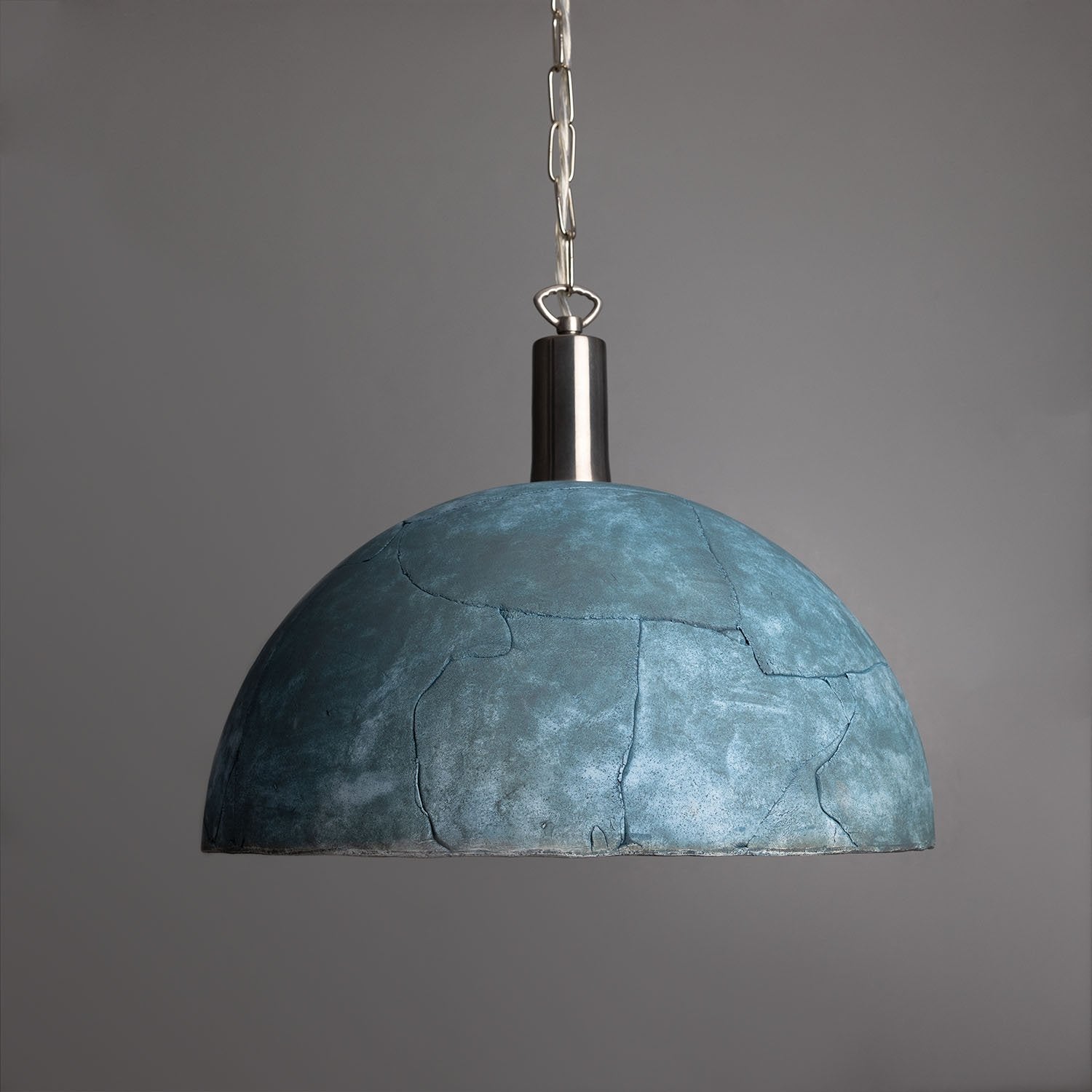 Kauri Organic Ceramic Dome Pendant Light 37cm, Blue Earth - View 4