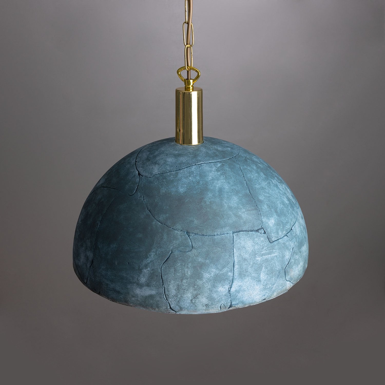 Kauri Organic Ceramic Dome Pendant Light 37cm, Blue Earth - View 9