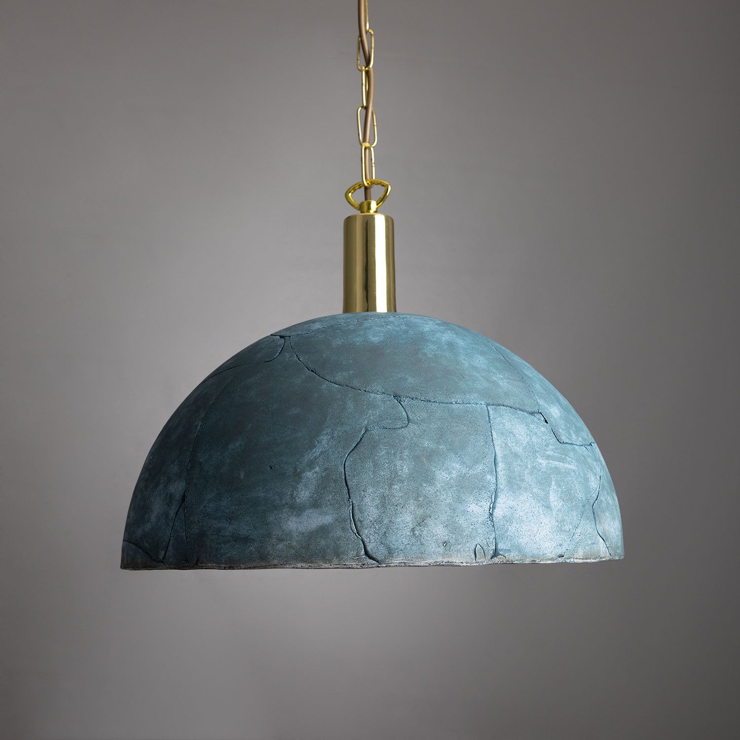 Kauri Organic Ceramic Dome Pendant Light 37cm, Blue Earth - View 7