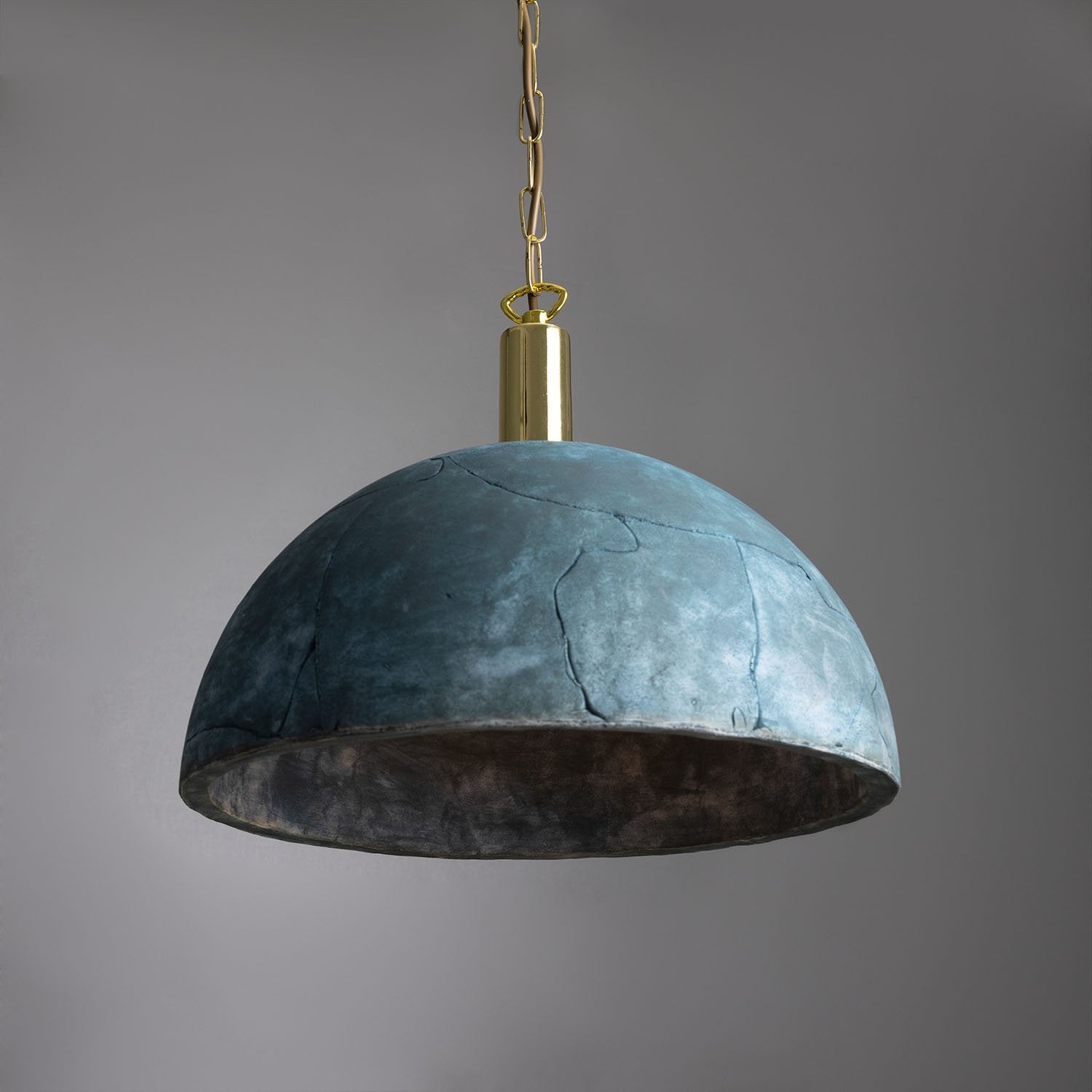 Kauri Organic Ceramic Dome Pendant Light 37cm, Blue Earth - View 8