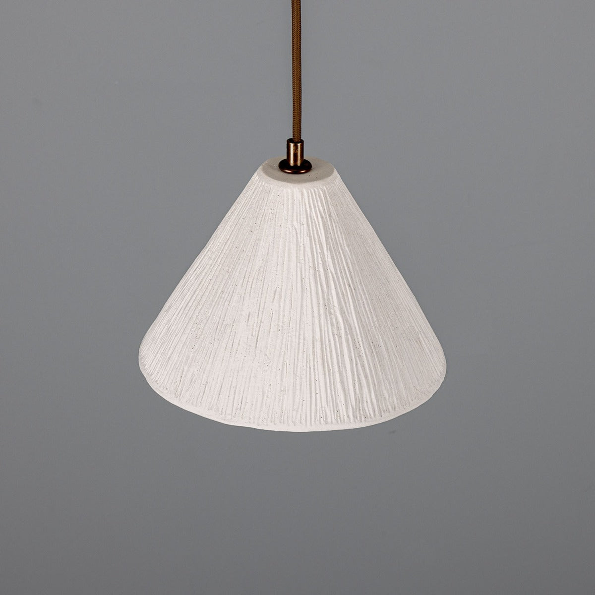 Tilia Organic Ceramic Cone Pendant Light 24cm, Matte White Striped - View 8