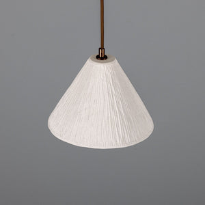 Tilia Organic Ceramic Cone Pendant Light 24cm, Matte White Striped - View 8