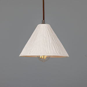 Tilia Organic Ceramic Cone Pendant Light 24cm, Matte White Striped - View 6