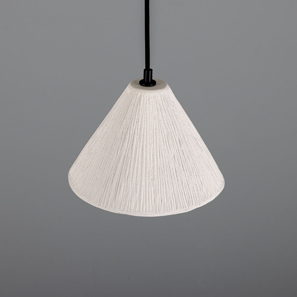 Tilia Organic Ceramic Cone Pendant Light 24cm, Matte White Striped - View 3