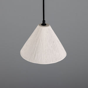 Tilia Organic Ceramic Cone Pendant Light 24cm, Matte White Striped - View 3