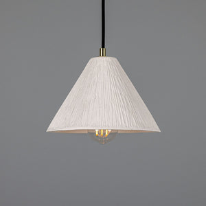 Tilia Organic Ceramic Cone Pendant Light 24cm, Matte White Striped - View 14
