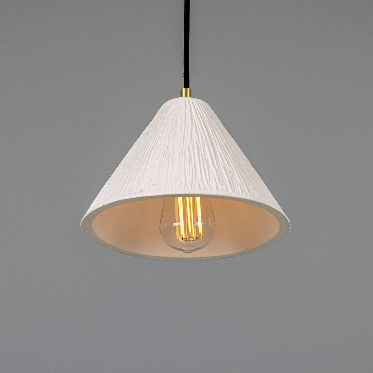 Tilia Organic Ceramic Cone Pendant Light 24cm, Matte White Striped - View 19