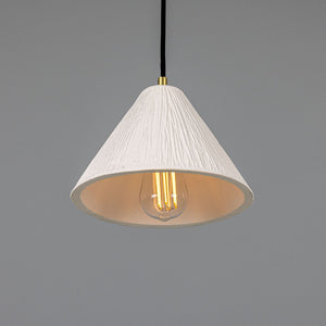 Tilia Organic Ceramic Cone Pendant Light 24cm, Matte White Striped - View 19