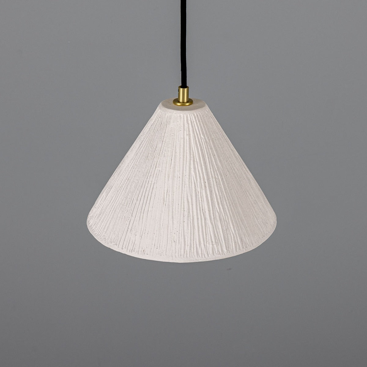 Tilia Organic Ceramic Cone Pendant Light 24cm, Matte White Striped - View 20