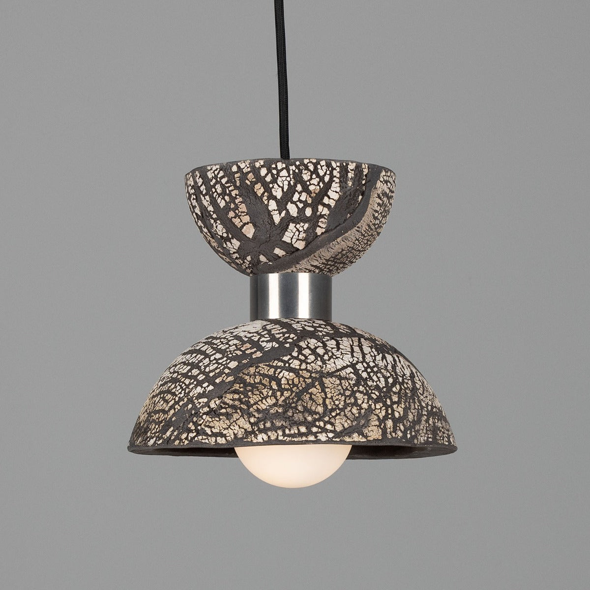 Nakaii Organic Ceramic Pendant Light 20cm, Black Clay - View 1