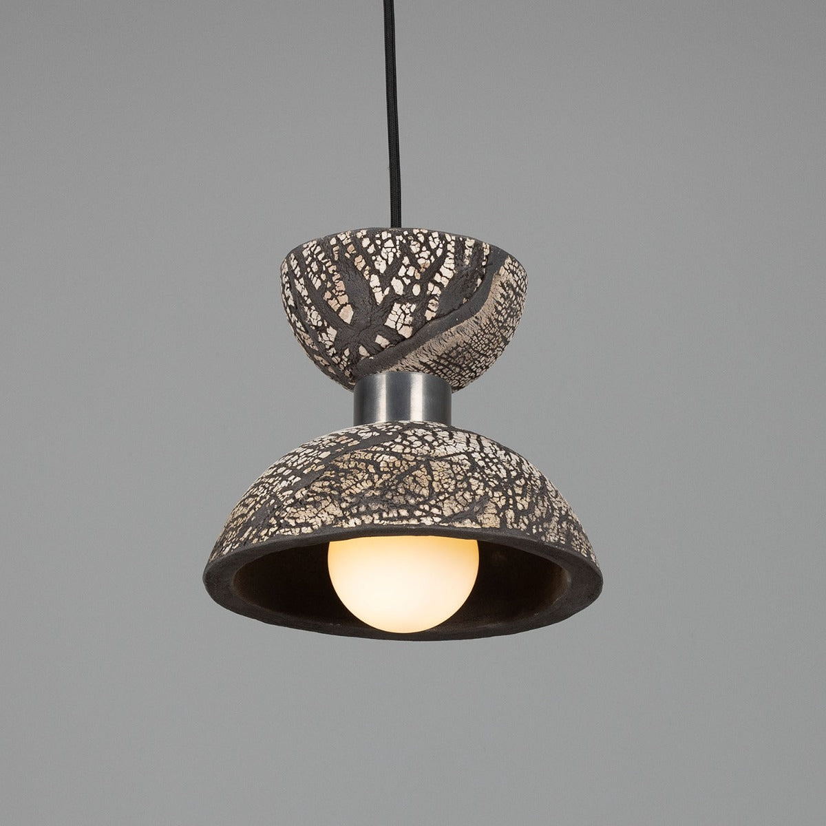 Nakaii Organic Ceramic Pendant Light 20cm, Black Clay - View 3