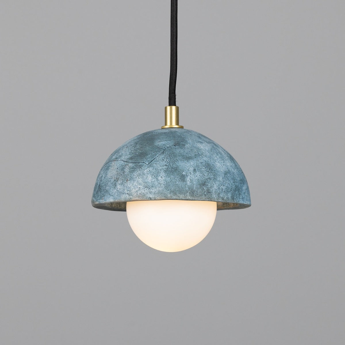 Ferox Small Ceramic Dome Pendant Light 14cm, Blue Earth - View 1