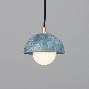 Ferox Small Ceramic Dome Pendant Light 14cm, Blue Earth - View 1