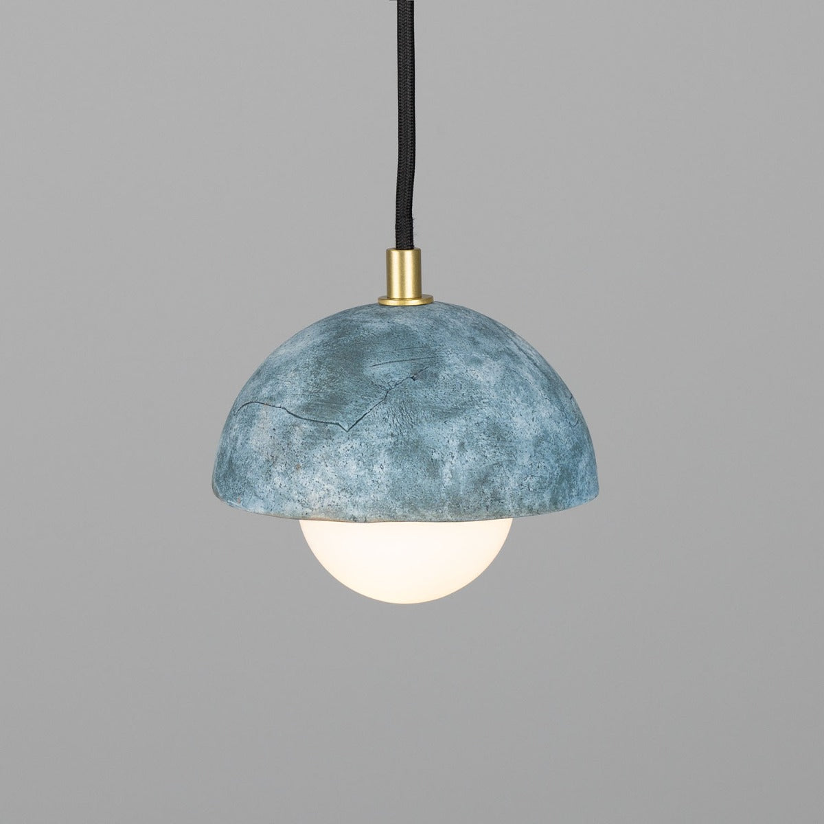Ferox Small Ceramic Dome Pendant Light 14cm, Blue Earth - View 3
