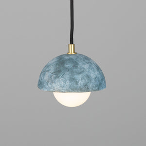 Ferox Small Ceramic Dome Pendant Light 14cm, Blue Earth - View 3