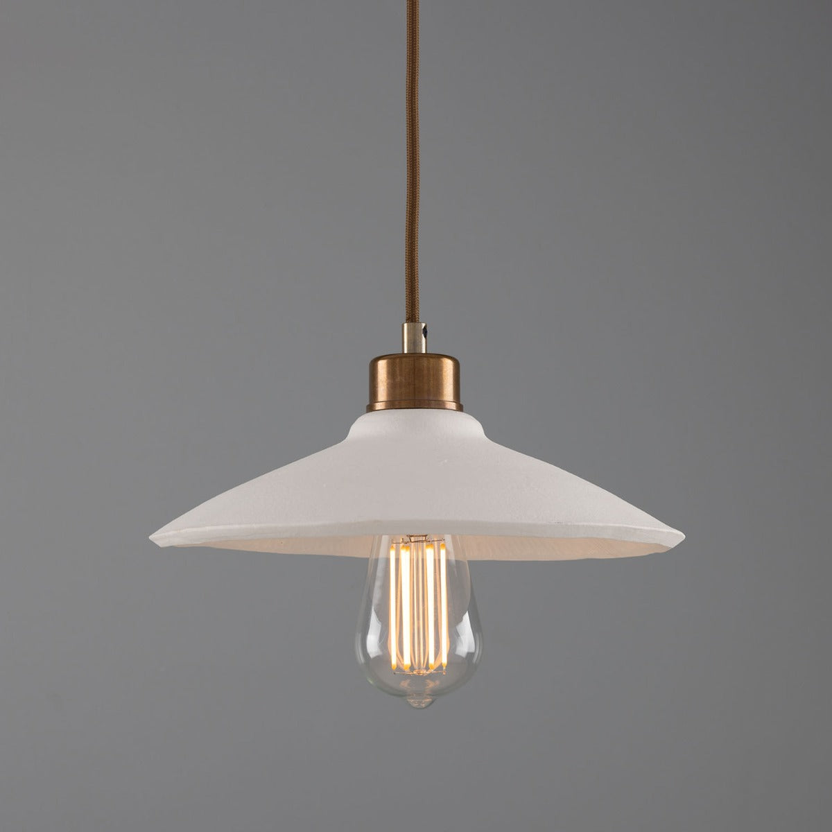Pyrus Organic Ceramic Pendant Light 28cm, Matte White Striped - View 6
