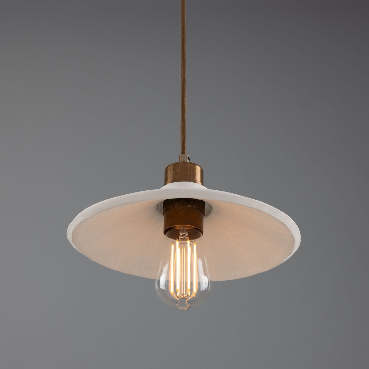 Pyrus Organic Ceramic Pendant Light 28cm, Matte White Striped - View 7