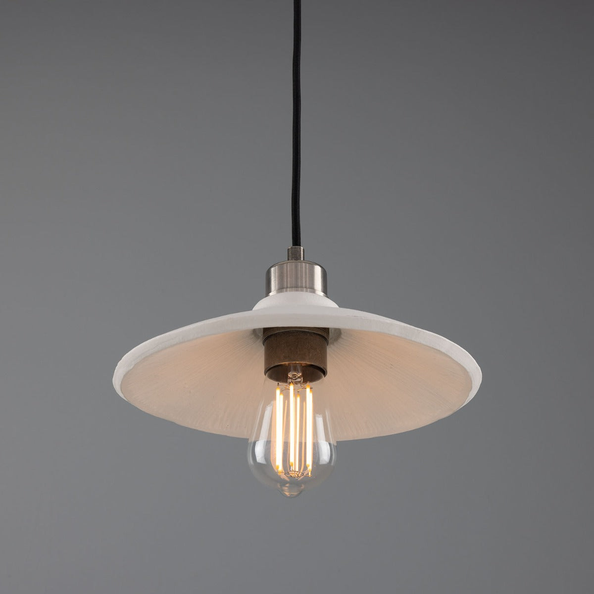 Pyrus Organic Ceramic Pendant Light 28cm, Matte White Striped - View 12