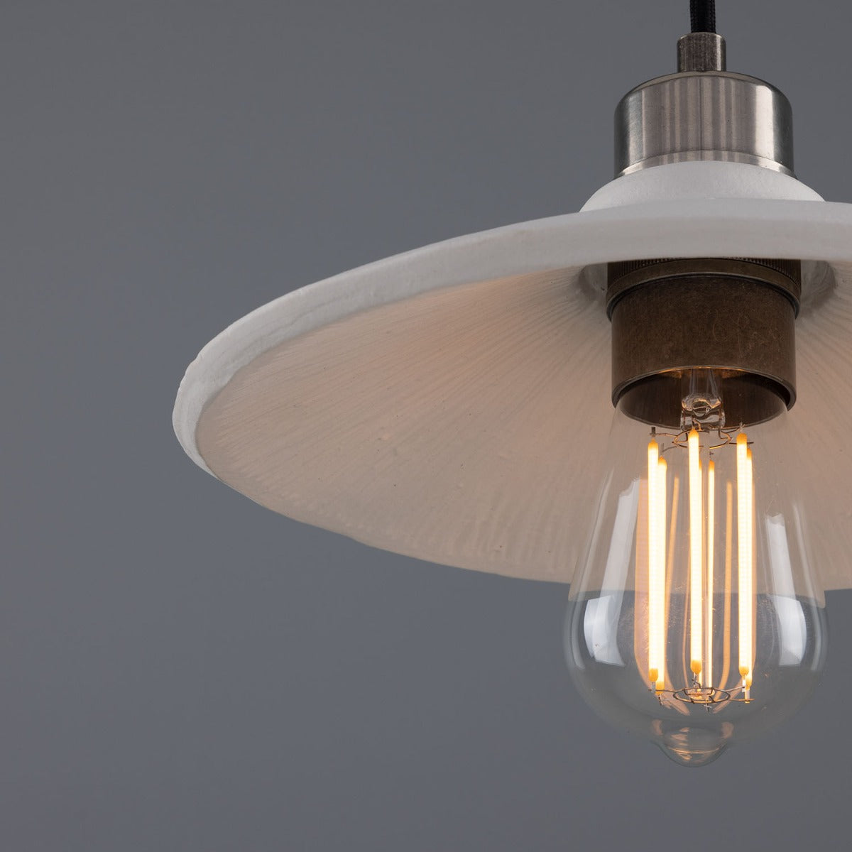 Pyrus Organic Ceramic Pendant Light 28cm, Matte White Striped - View 14