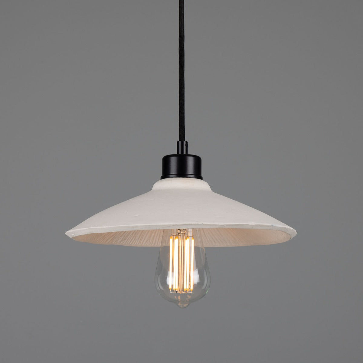 Pyrus Organic Ceramic Pendant Light 28cm, Matte White Striped - View 21