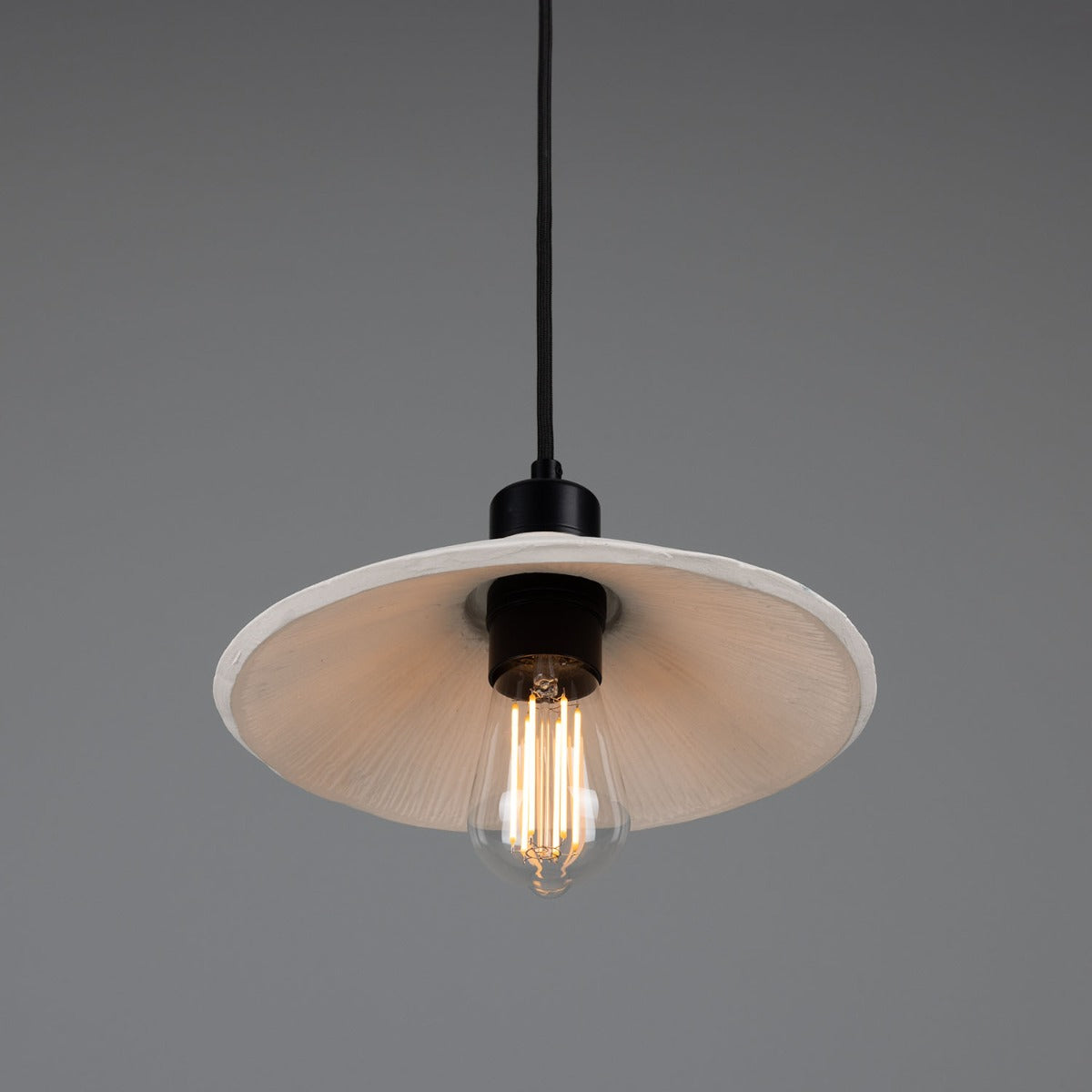 Pyrus Organic Ceramic Pendant Light 28cm, Matte White Striped - View 22