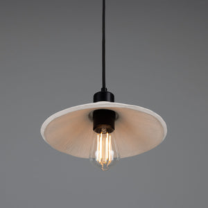 Pyrus Organic Ceramic Pendant Light 28cm, Matte White Striped - View 22