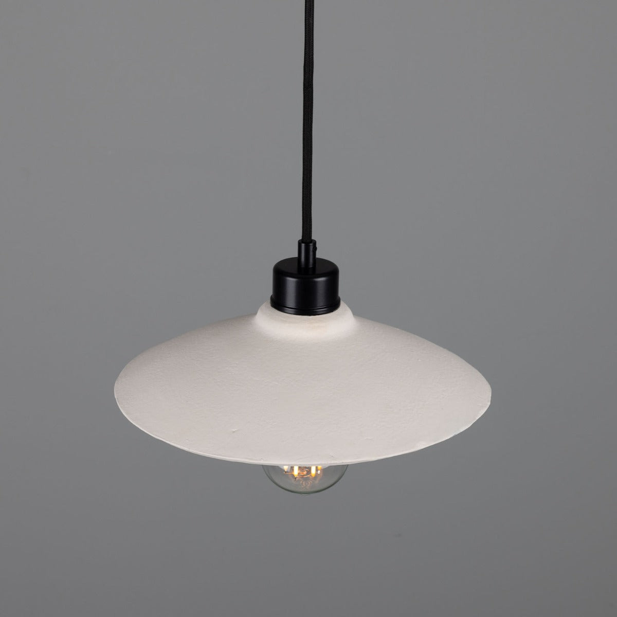 Pyrus Organic Ceramic Pendant Light 28cm, Matte White Striped - View 23