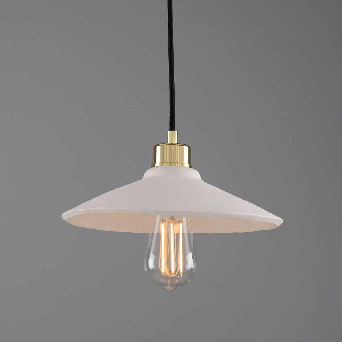 Pyrus Organic Ceramic Pendant Light 28cm, Matte White Striped - View 16