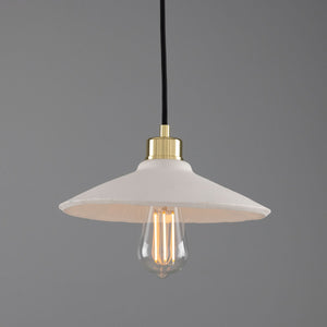 Pyrus Organic Ceramic Pendant Light 28cm, Matte White Striped - View 16