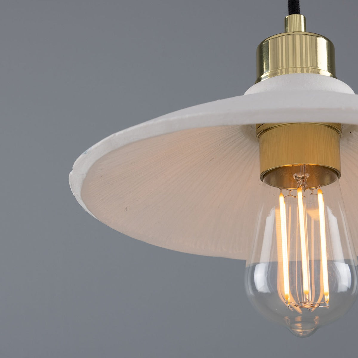 Pyrus Organic Ceramic Pendant Light 28cm, Matte White Striped - View 19