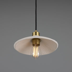 Pyrus Organic Ceramic Pendant Light 28cm, Matte White Striped - View 2