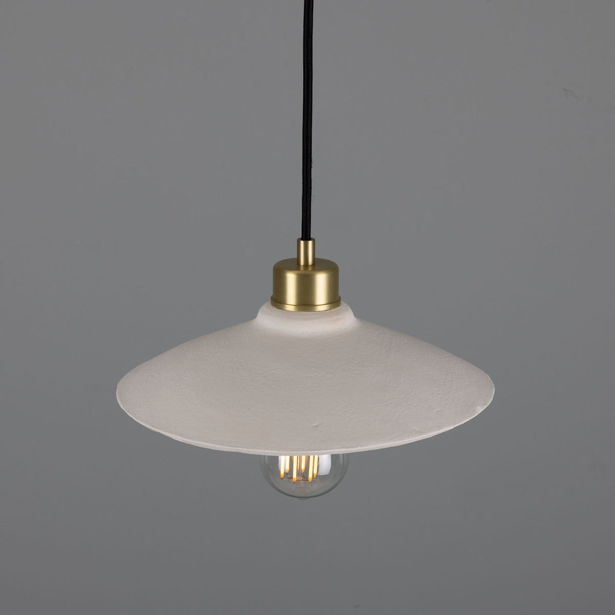 Pyrus Organic Ceramic Pendant Light 28cm, Matte White Striped - View 3