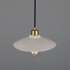 Pyrus Organic Ceramic Pendant Light 28cm, Matte White Striped - View 3