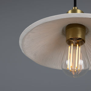 Pyrus Organic Ceramic Pendant Light 28cm, Matte White Striped - View 4