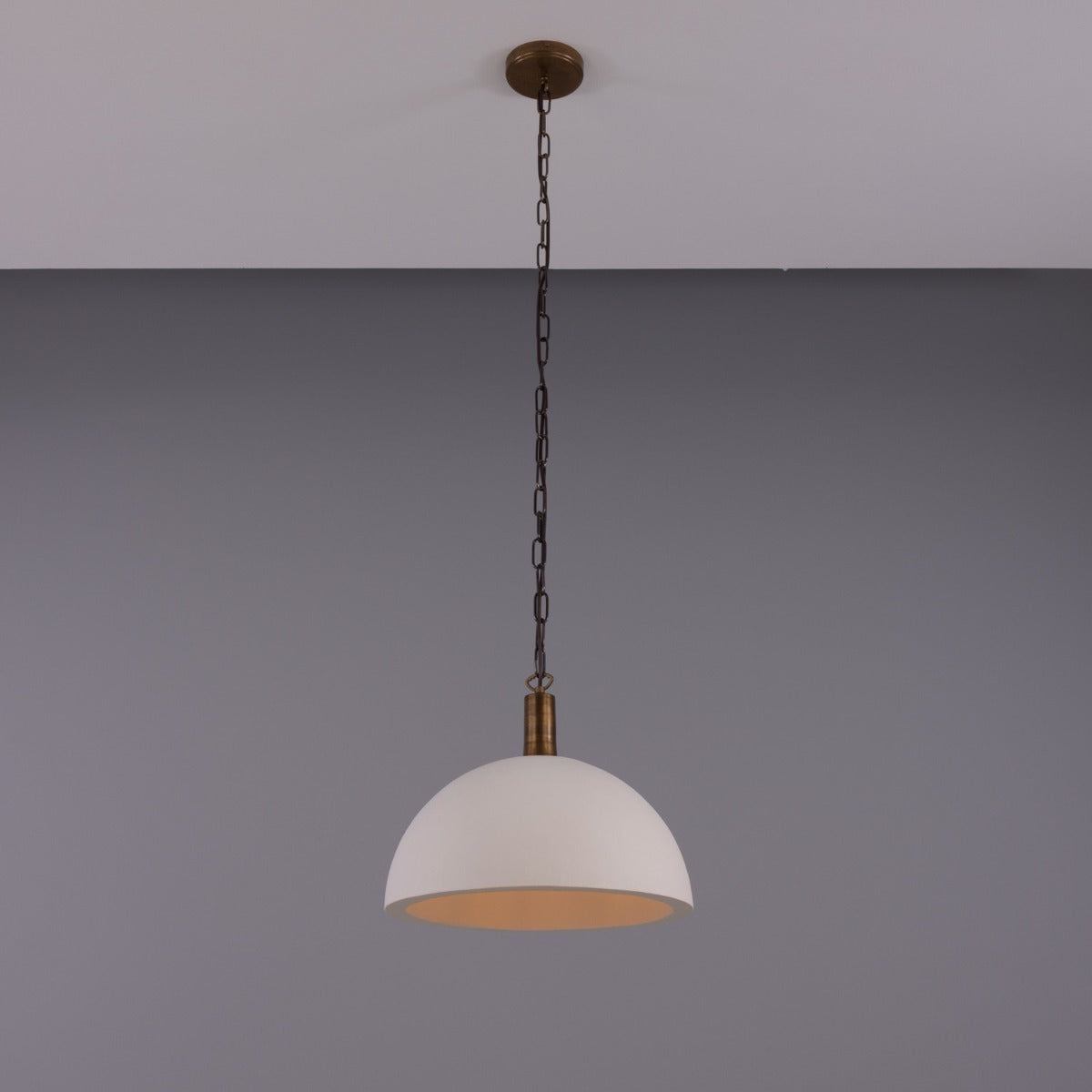 Kauri Rounded Dome Pendant Light, Matte White 37cm IP20 - View 3