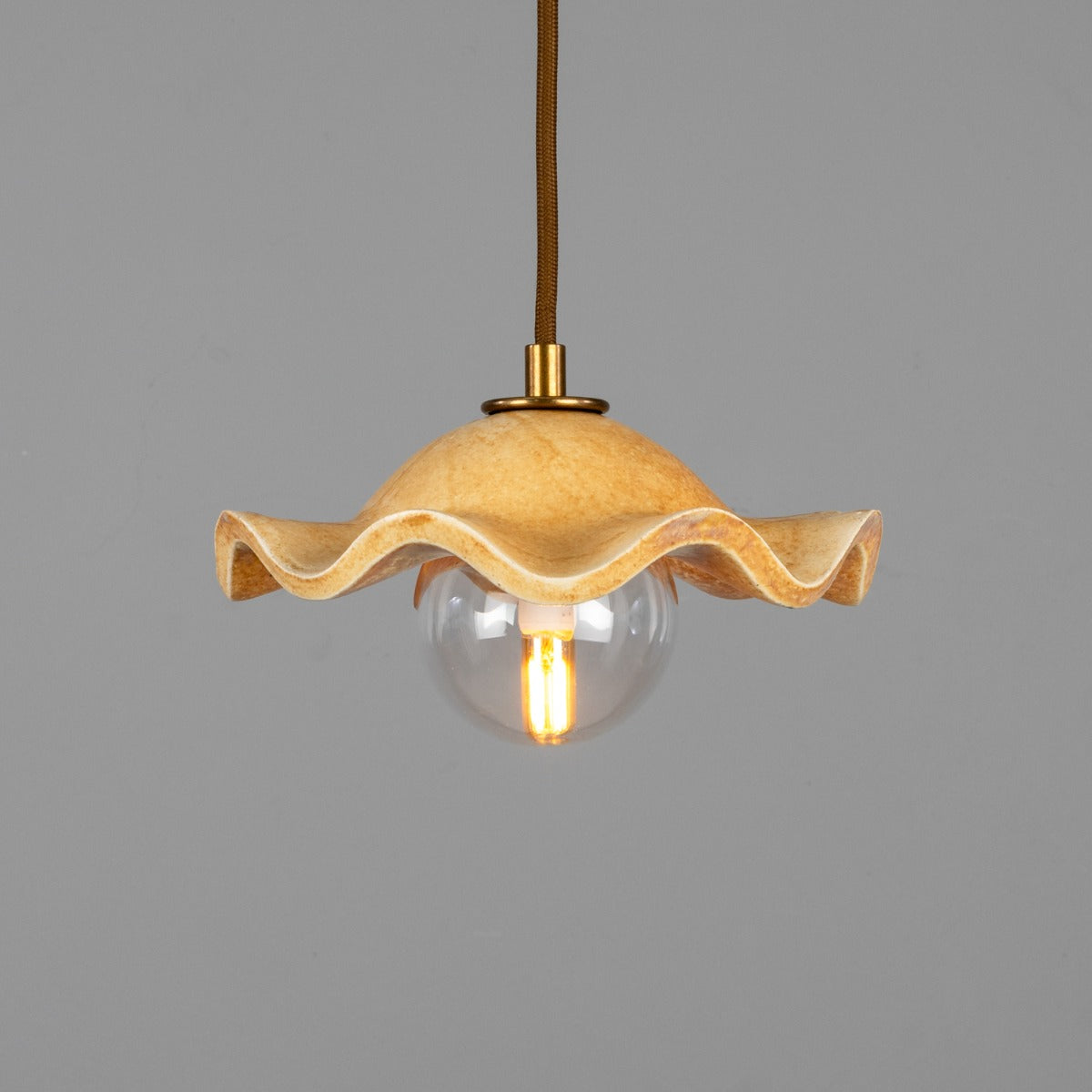 Rivale Pendant Light with Wavy Ceramic Shade, Oatstone 21cm IP20 - View 3