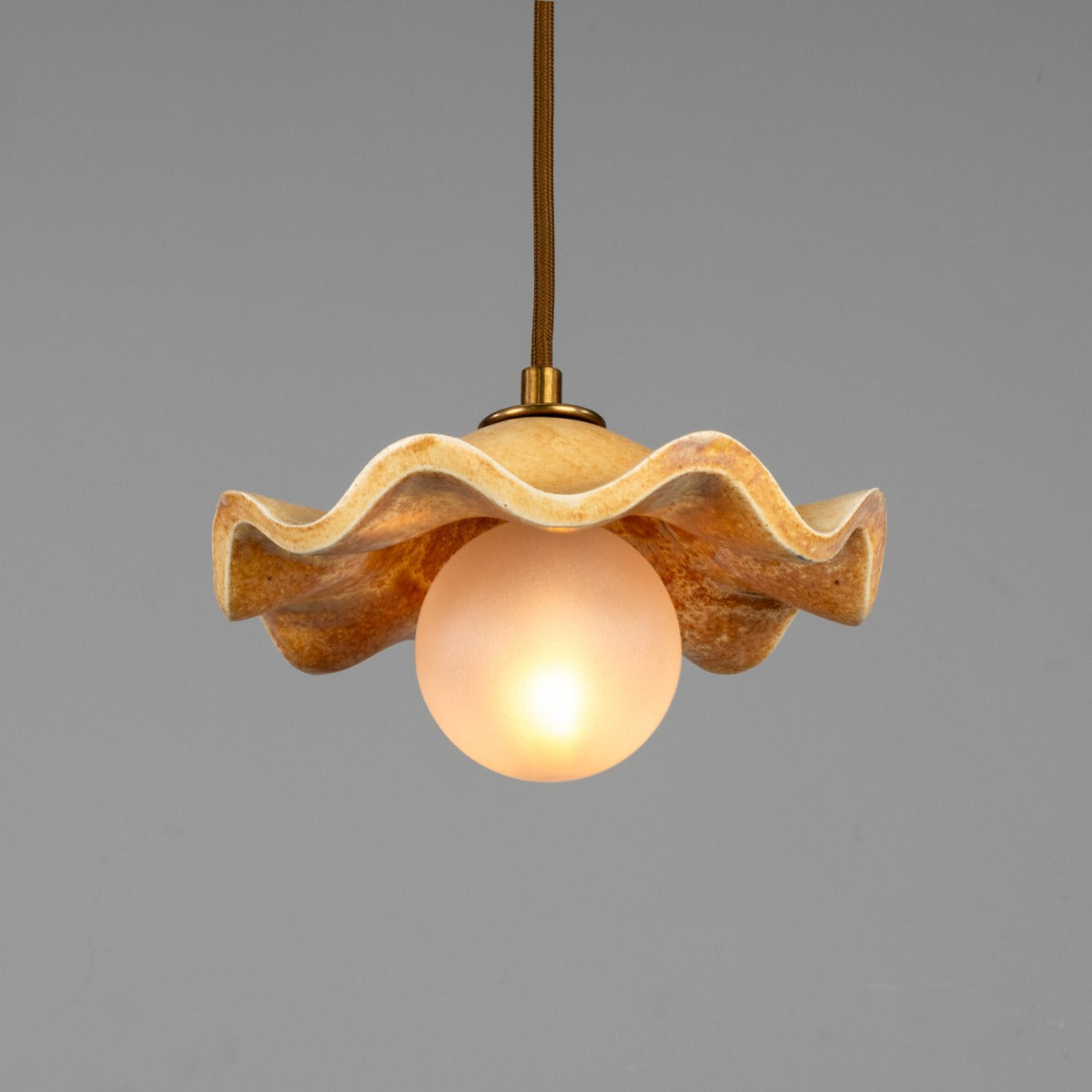 Rivale Pendant Light with Wavy Ceramic Shade, Oatstone 21cm IP20 - View 11