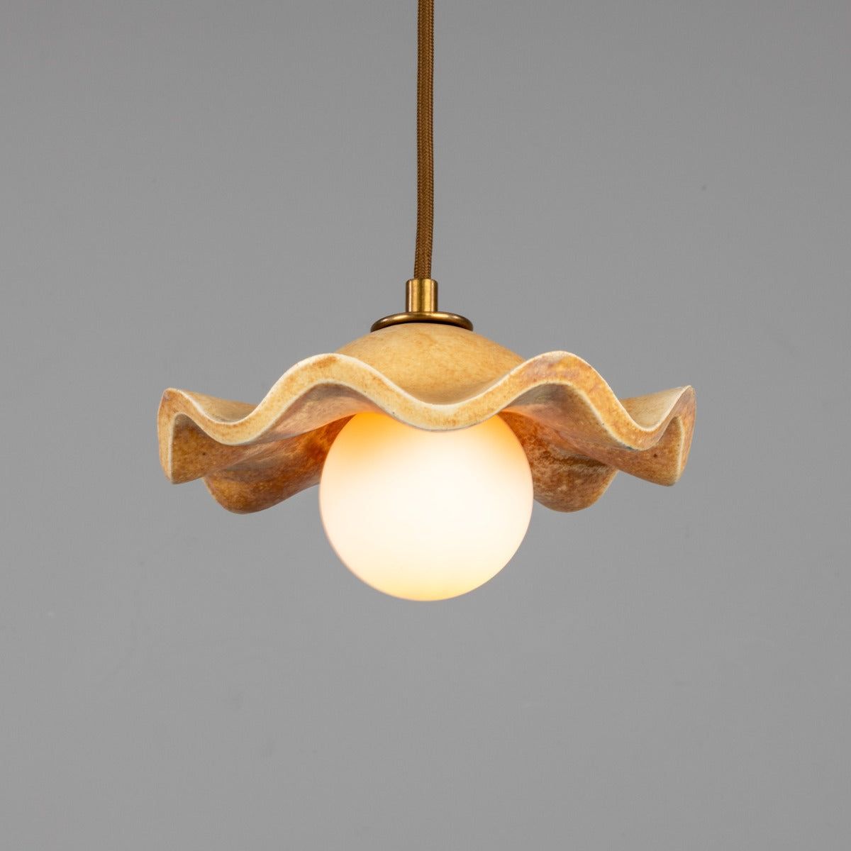 Rivale Pendant Light with Wavy Ceramic Shade, Oatstone 21cm IP20 - Main View