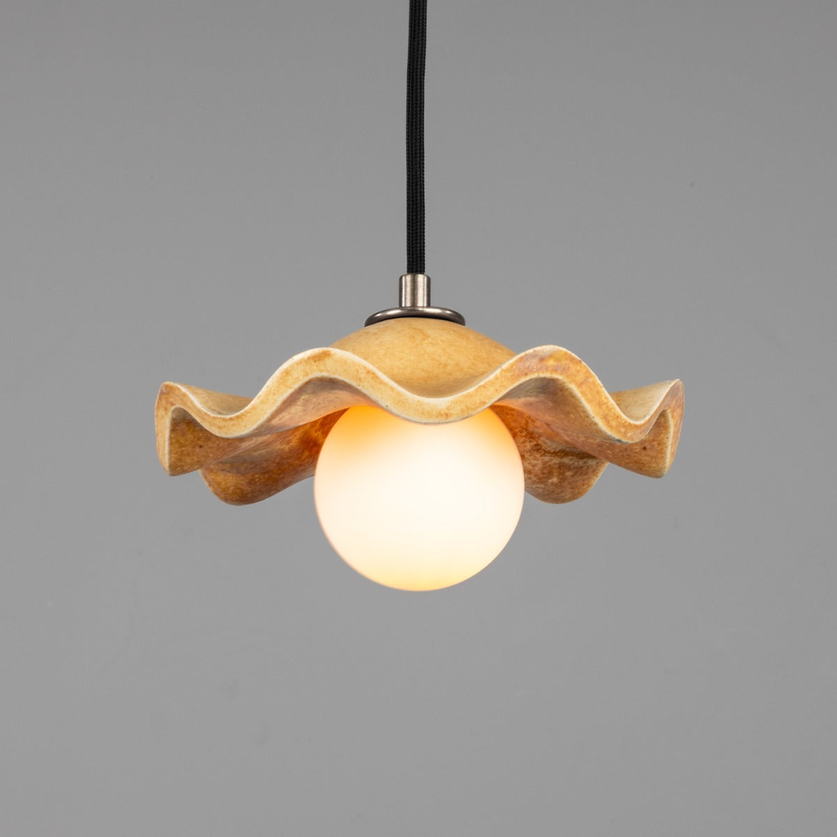 Rivale Pendant Light with Wavy Ceramic Shade, Oatstone 21cm IP20 - View 2