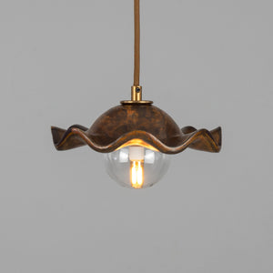 Rivale Pendant Light with Wavy Ceramic Shade, Rust Iron 21cm IP20 - View 3