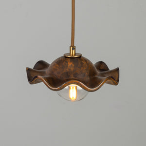 Rivale Pendant Light with Wavy Ceramic Shade, Rust Iron 21cm IP20 - View 4
