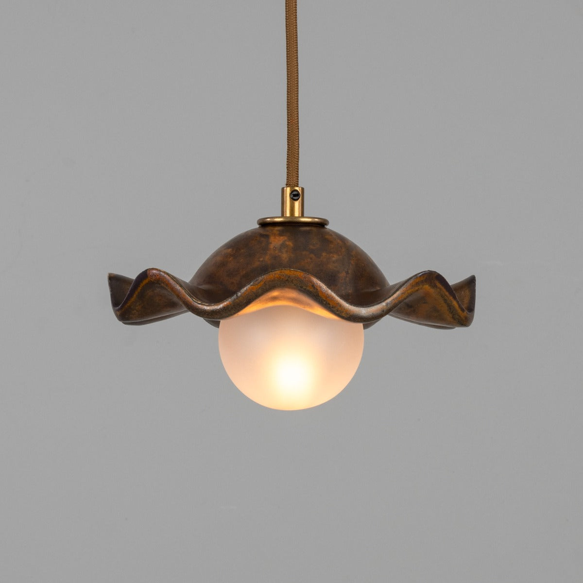 Rivale Pendant Light with Wavy Ceramic Shade, Rust Iron 21cm IP20 - View 11